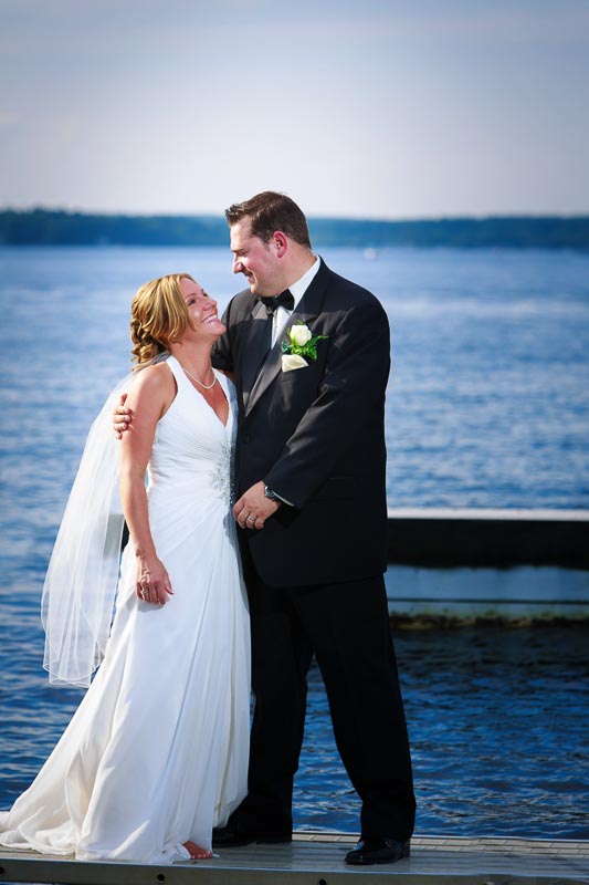 Bride and Groom outdoor portrait on the water