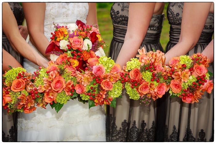 Bridal Party with flowers, Western Massachusetts Wedding photographer
