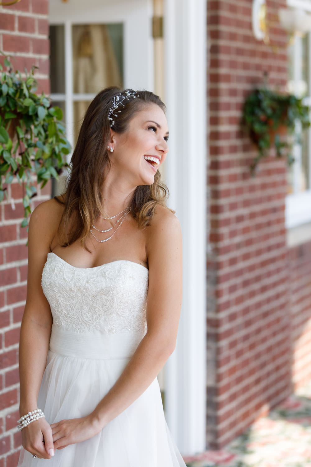 Beautiful laughing bride with soft natural light