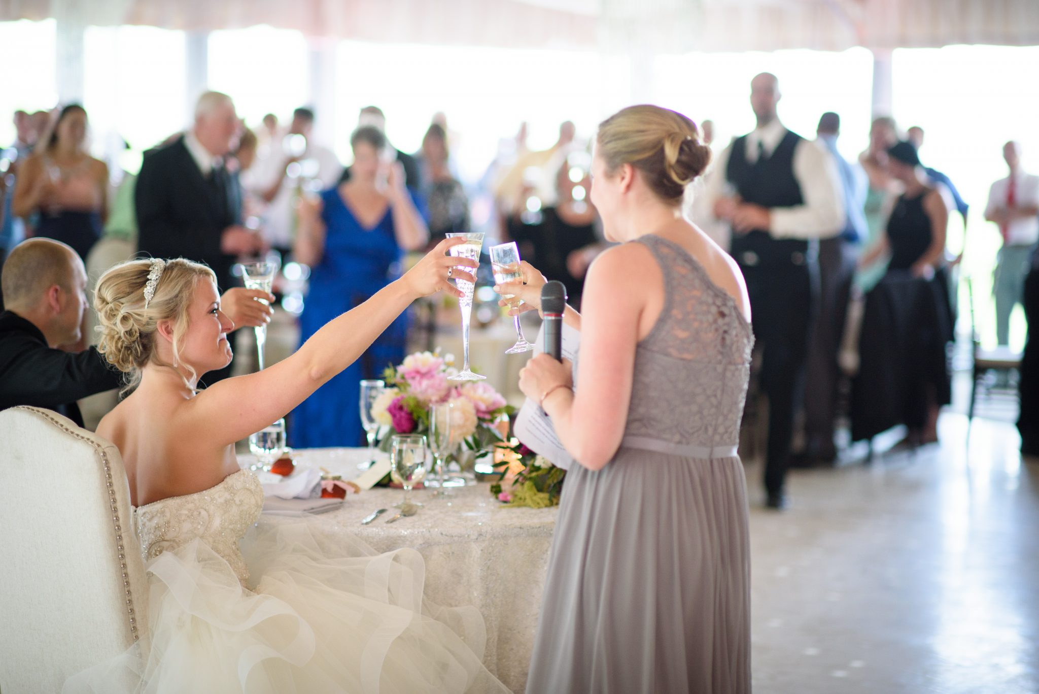 Maid of honor giving toast