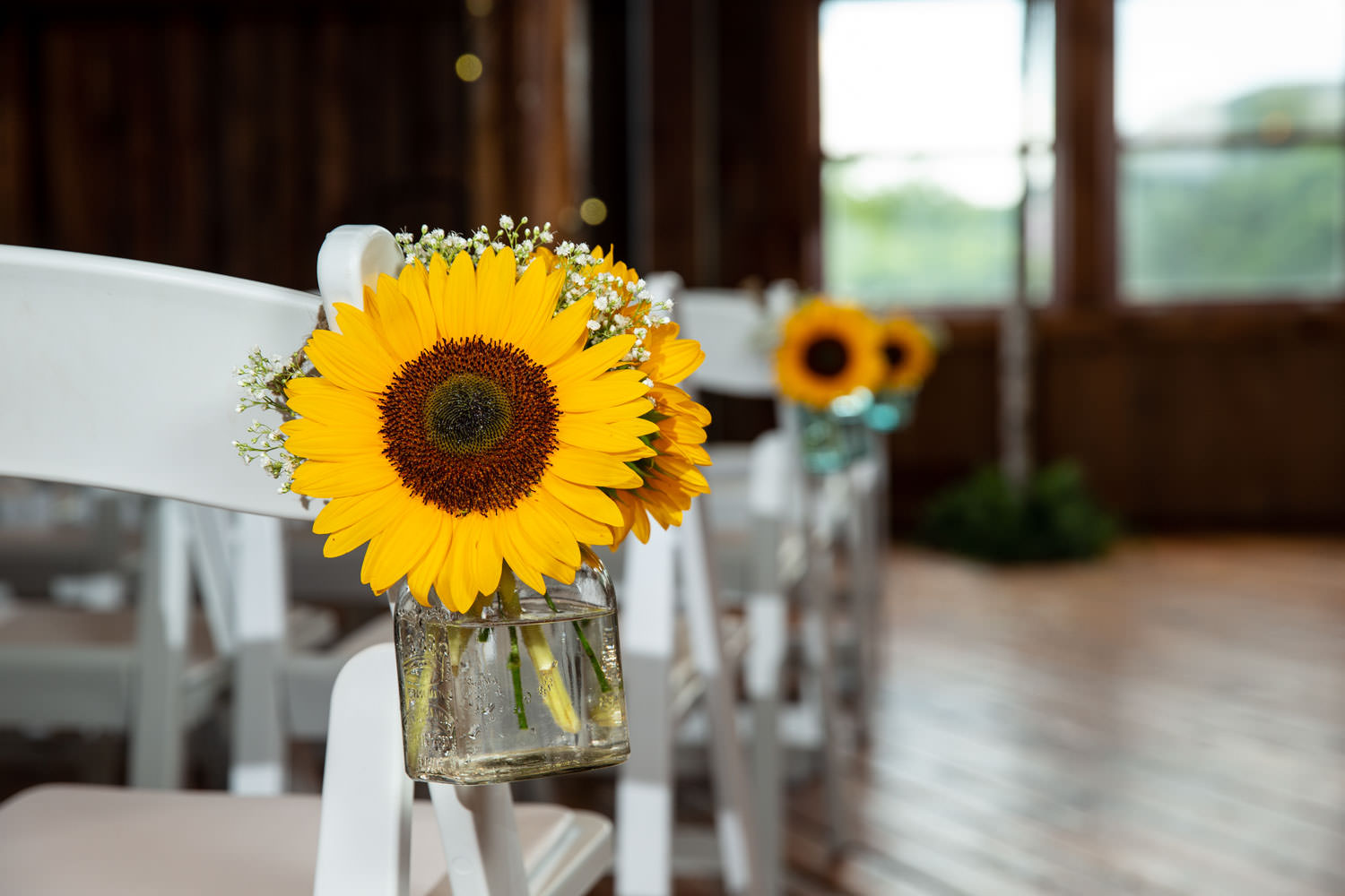 Sunflower on table setting