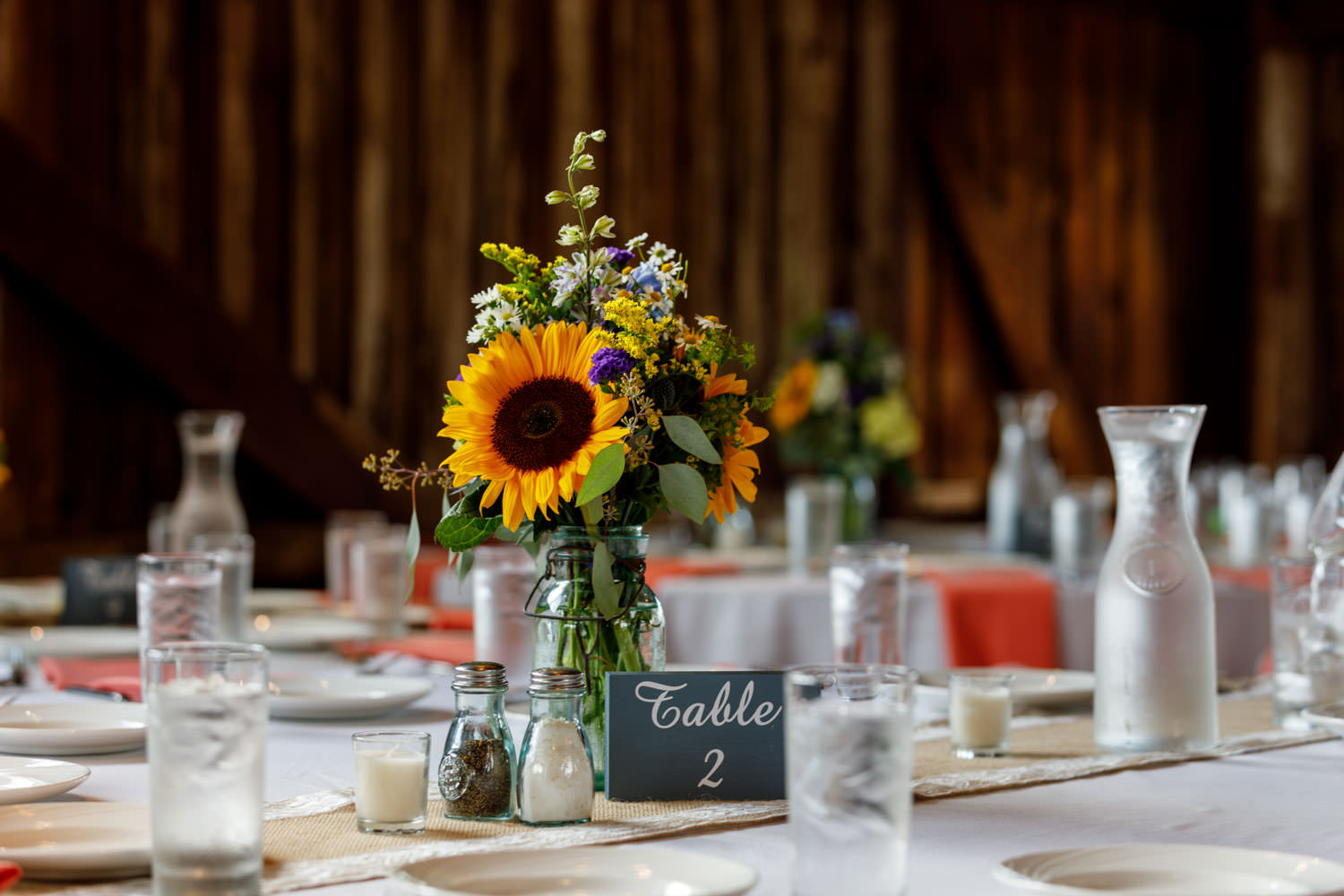 Table setup with sunflower