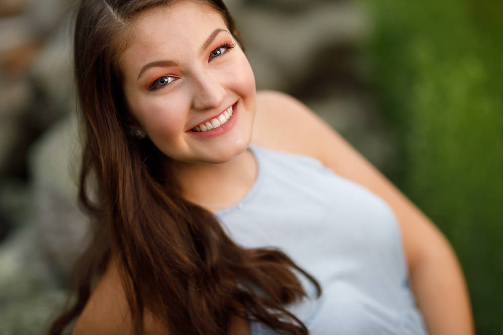 Portrait of a girl with smooth skin and pretty smile