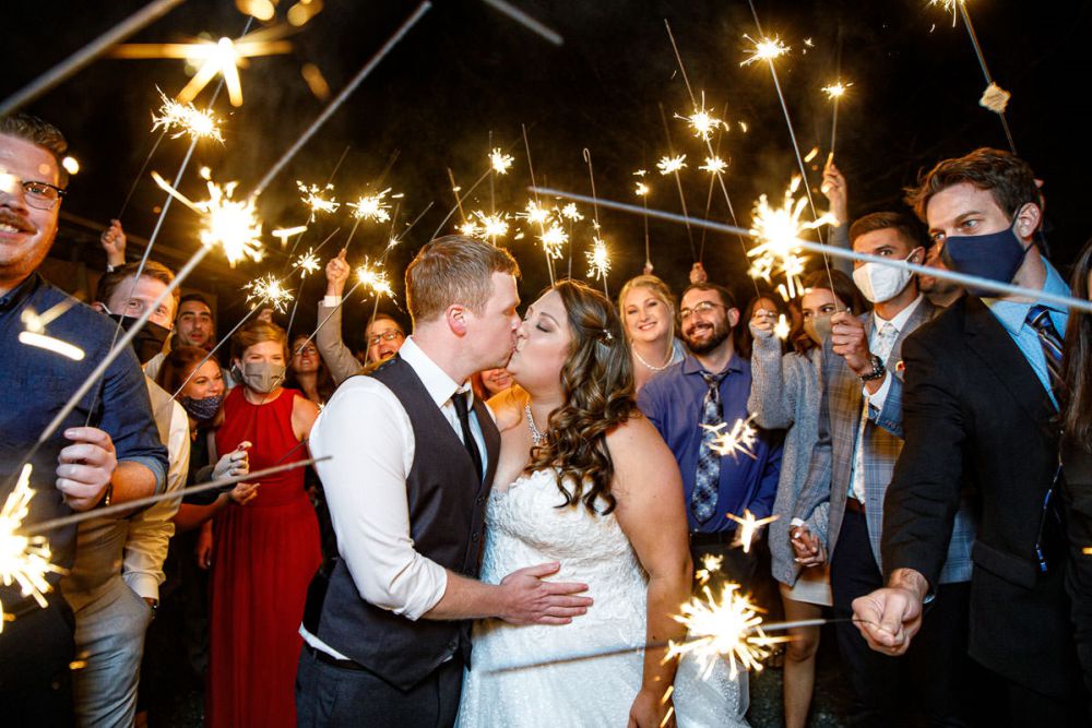 Sparkler exit with bride and groom
