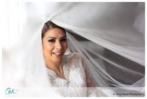Bridal portrait through veil