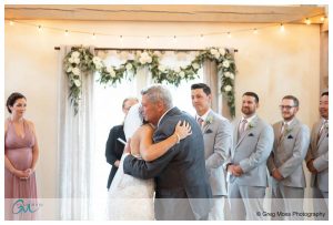 Dad giving bride away at beginning of ceremony
