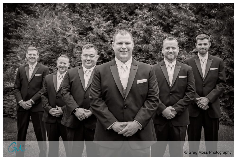 Black and White photo of Groom and groomsmen