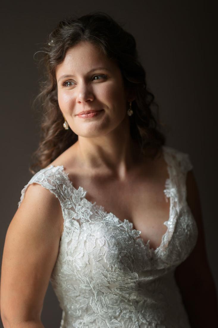 Stunning window light bridal portrait