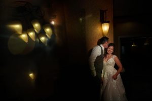 Dramatic bride and groom portrait