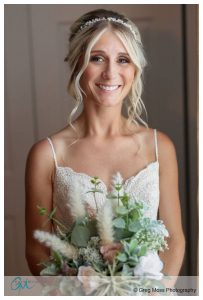 Bride with flowers on wedding day