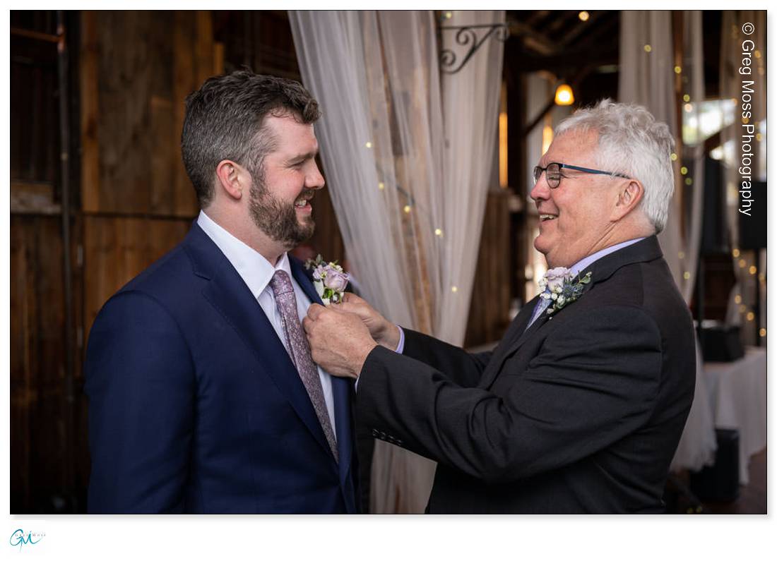 Groom and Father adjusting Boutonnière