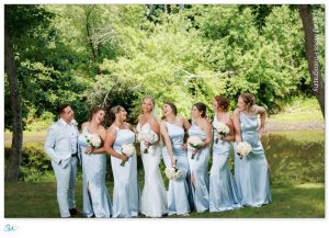 Bridesmaids with bride in front of River