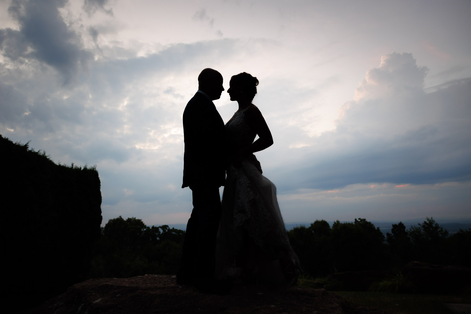 Silhouette photo of wedding couple