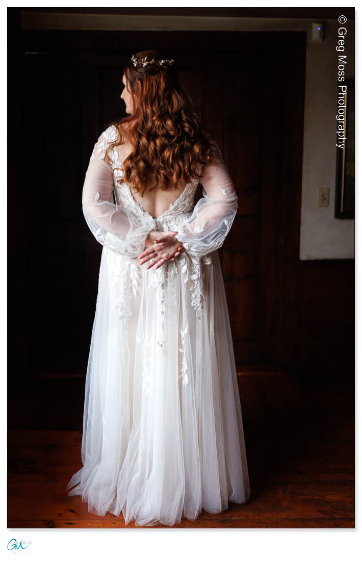 Back of bride in her wedding dress