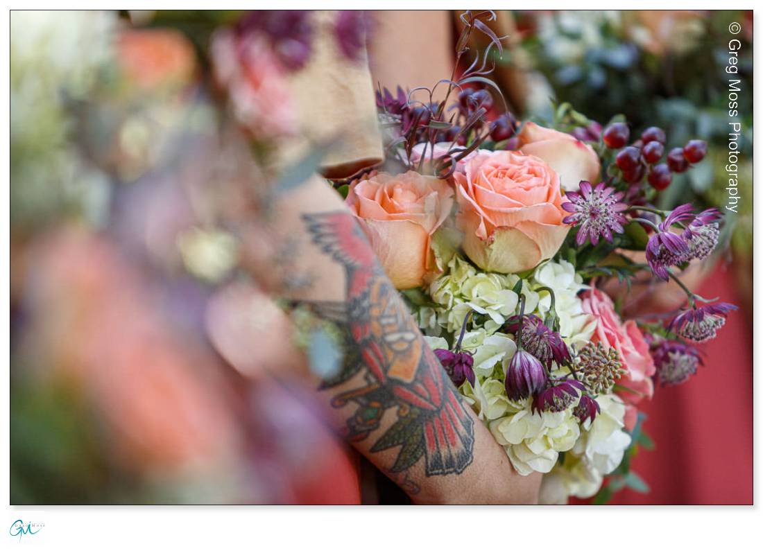 Beautiful wedding flowers held by bridesmaids